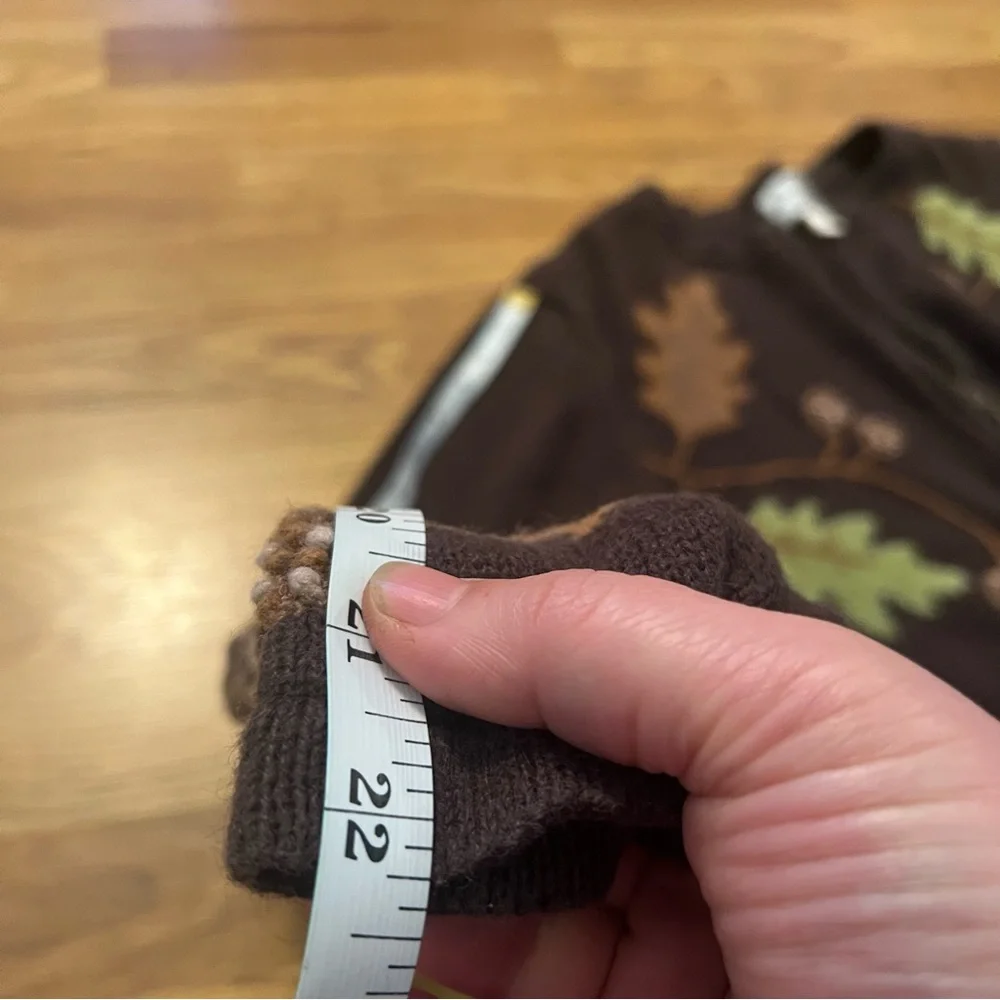 Womens vintage 3D leaf knit  zip up sweater/ cardigan